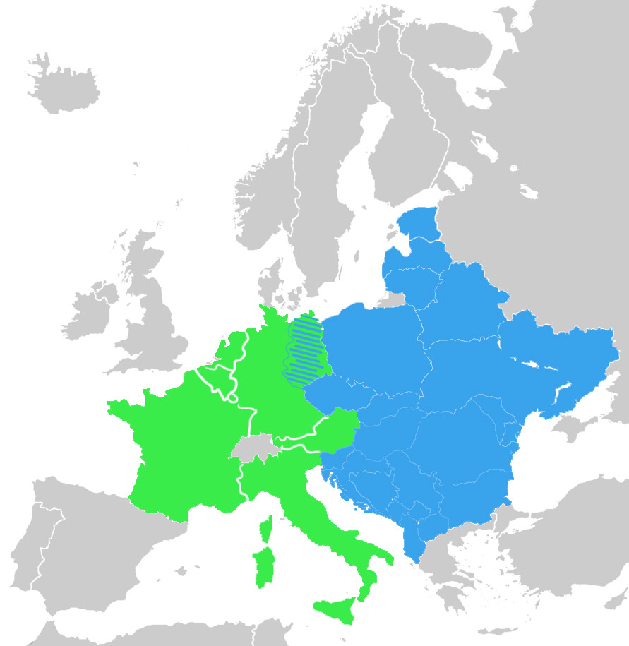 The blue part. The part of Europe under Soviet occupation.